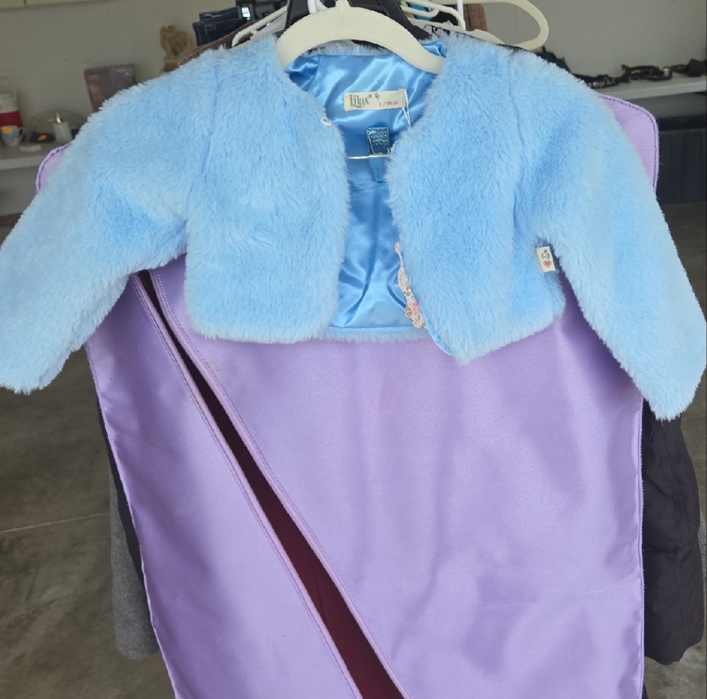 Chic Light Blue and Purple Kids' Faux Fur Jacket